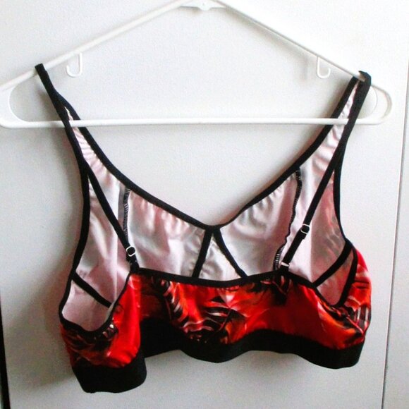 Womens Tropical High-Waist Bikini Set 2XL Red & Black Leaf Print Adjustable Stra - Picture 5 of 5